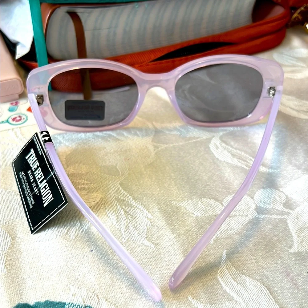 True Religion Pastel Lilac Cat-Eye Sunglasses with Smoke Lenses